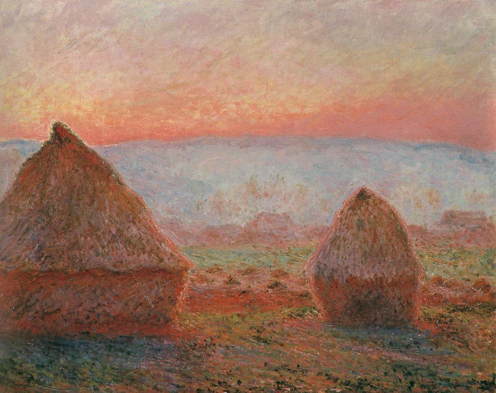 Haystacks at Giverny the evening sun