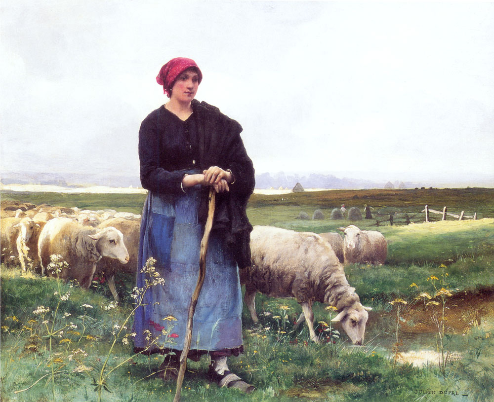 A Shepherdess with her flock