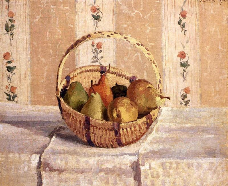 Apples and Pears in a Round Basket