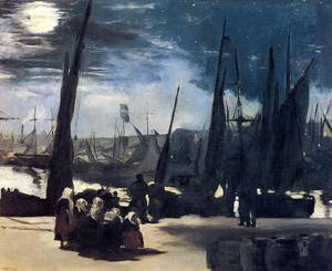 Moonlight over Bologne Harbor 1869