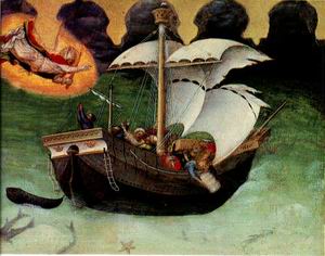 Quaratesi Altarpiece, St. Nicholas saves a storm- tossed ship 1425