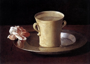 Cup of Water and a Rose on a Silver Plate c. 1630
