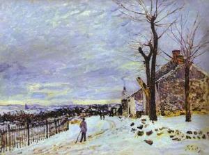 Snowy Weather at Veneux-Nadon. 1880