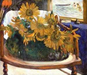 Still Life With Sunflowers On An Armchair