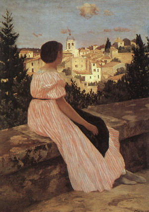 The Pink Dress (View of Castelnau-le-Lez, Herault), 1864