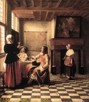 A Woman Drinking with Two Men c. 1658