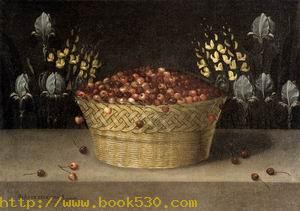 Basket of Cherries and Flowers c. 1620