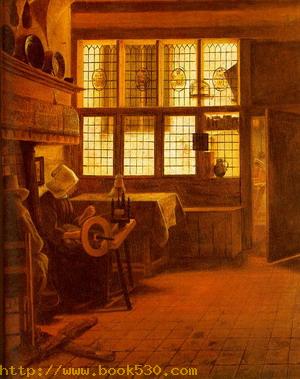 Interior with a Woman at a Spinning Wheel, 1661