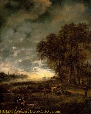 A Landscape with a River at Evening 1650