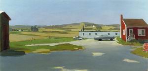 Long Island Landscape with Red Building c. 1962