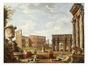 A Capriccio View of Rome with the Colosseum, the Arch of Constantine, 1743