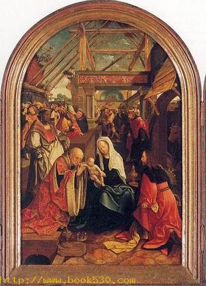 Tryptych with the Adoration of the Magi, Donors, &amp; Saints(cnetre) 1517