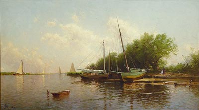 Sailboats Docked Besdie a River