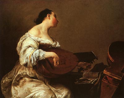 Woman Playing a Lute