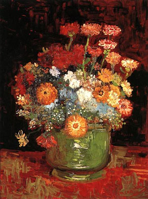 Vase with Zinnias