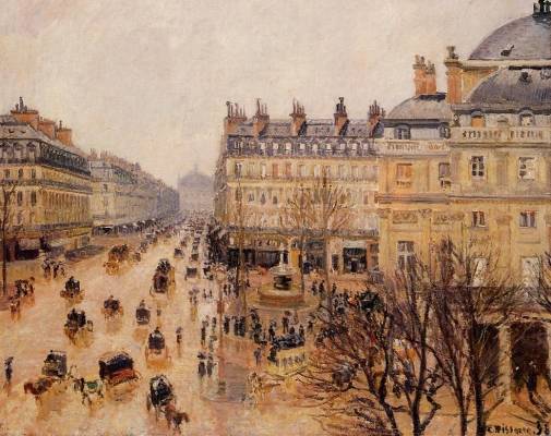 Camille Pissarro - Place du Theatre Francais - Rain Effect