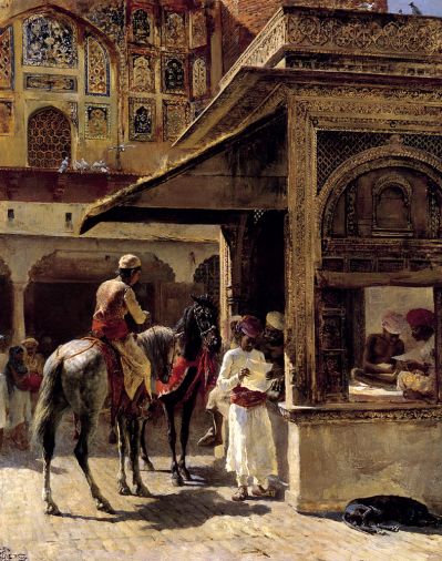 Edwin Lord Weeks - Street Scene In India