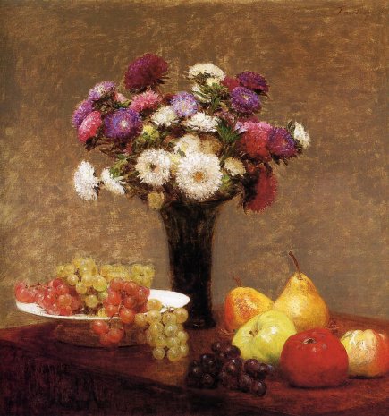 Henri Fantin-Latour - Asters and Fruit on a Table