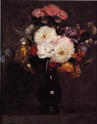 Henri Fantin-Latour - Dahlias, Queens Daisies, Roses and Corn Flowers