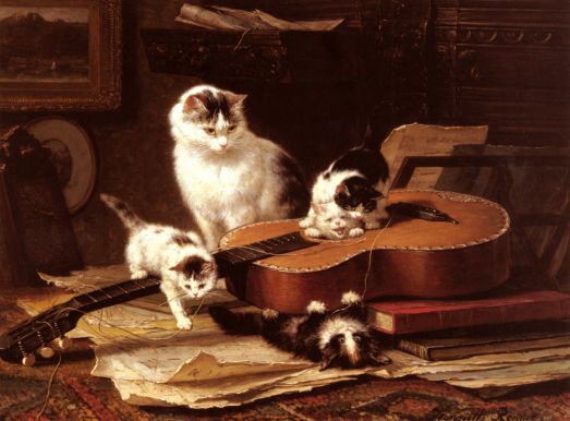 Henriette Ronner-Knip - Playing with the Guitar