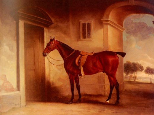 John Ferneley - A Saddled Bay Hunter In A Stableyard