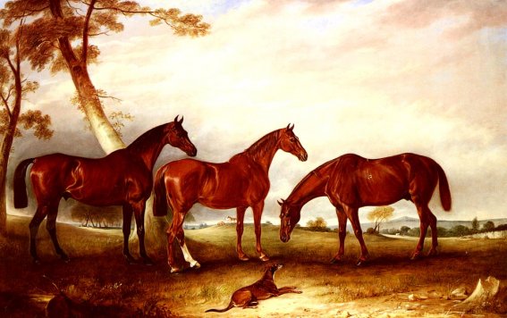 John Ferneley - Marvel, KingFisher And The Lad, Three Hunters Belonging To W