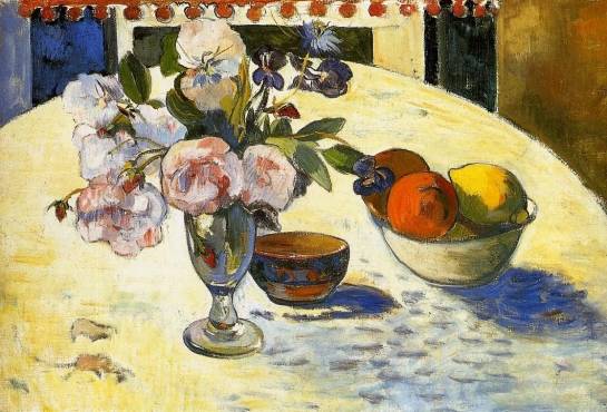 Paul Gauguin - Flowers in a Fruit Bowl