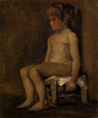 Vincent van Gogh - Nude Study of a Little Girl, Seated