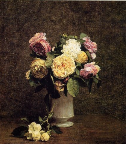 Henri Fantin-Latour - Roses in a White Porcelin Vase
