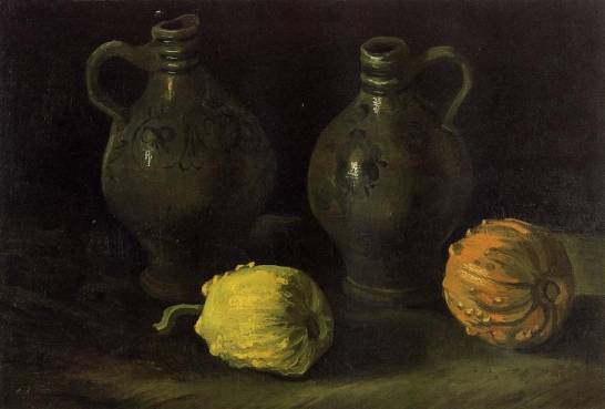 Vincent van Gogh - Still Life with Two Jars and Two Pumpkins