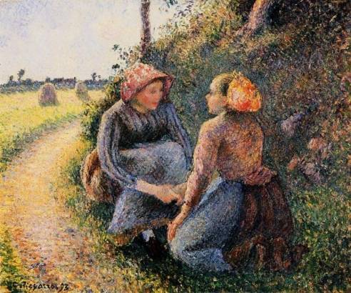 Camille Pissarro - Seated and Kneeling Peasants