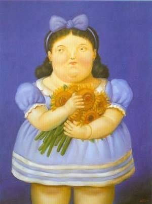 Fernando Botero - Girl With Flowers