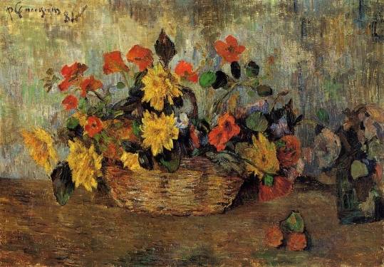 Paul Gauguin - Nasturtiums and Dahlias in a Basket