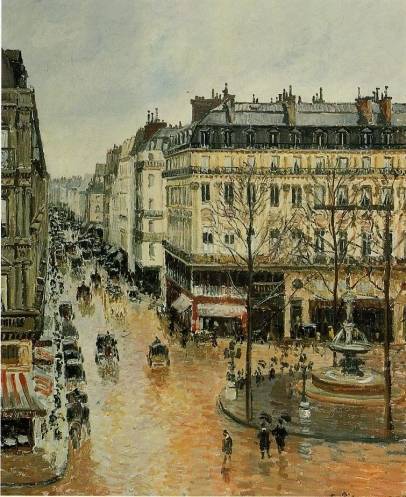 Camille Pissarro - Rue Saint-Honore - Afternoon, Rain Effect