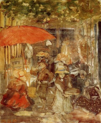 Maurice Prendergast - Picnic with Red Umbrella