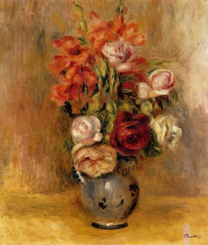 Pierre-Auguste Renoir - Vase of Gladiolas and Roses