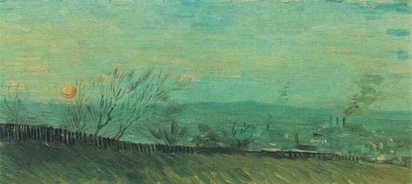 Vincent van Gogh - Factories Seen from a Hillside in Moonlight