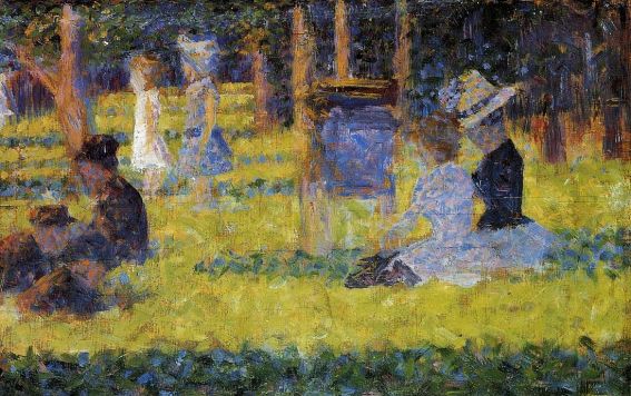 Georges Seurat - La Grande Jatte - Woman Seated and Baby Carriage