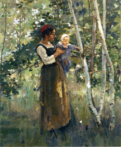 Theodore Robinson - Mother And Child By The Hearth