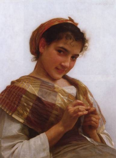 William Adolphe Bouguereau - Young girl crocheting