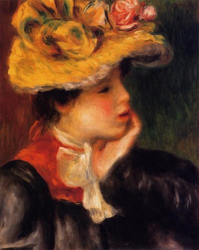 Pierre-Auguste Renoir - Head of a Young Woman aka Yellow Hat