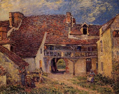 Alfred Sisley - Courtyard of a Farm at Saint-Mammes