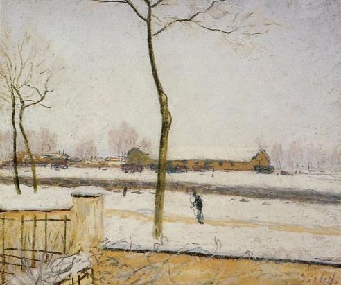 Alfred Sisley - Snow Scene - Moret Station