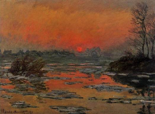 Claude Monet - Sunset on the Seine in Winter