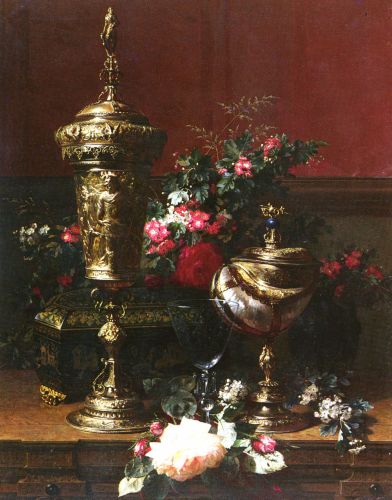 A Still Life With A German Cup, A Nautilus Cup, A Goblet An