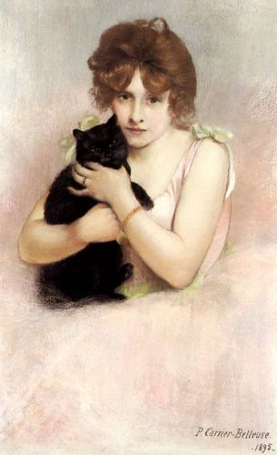 Young Ballerina holding a Black Cat