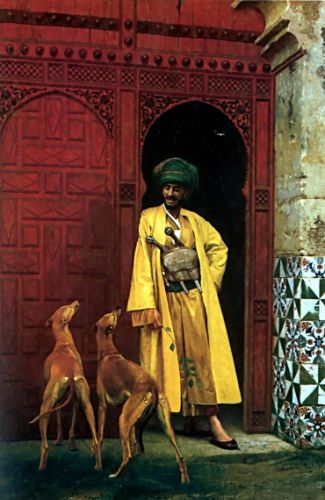 An Arab and his Dogs