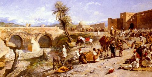 The Arrival Of A Caravan Outside Marakesh