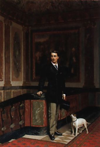 The Duc de La Rochefoucauld-Doudeauville with his Terrier