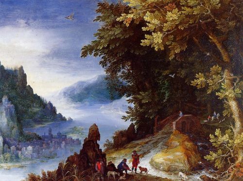 River Landscape with Resting Travellers